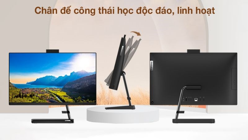 Lenovo IdeaCentre AIO 3 với ch&acirc;n đế c&ocirc;ng th&aacute;i học th&ocirc;ng minh