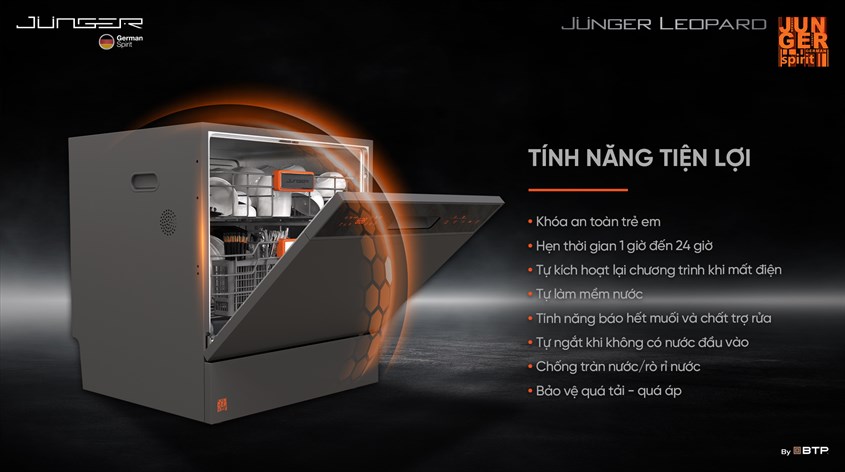 Các tính năng tiện lợi trên máy rửa bát Junger Leopard