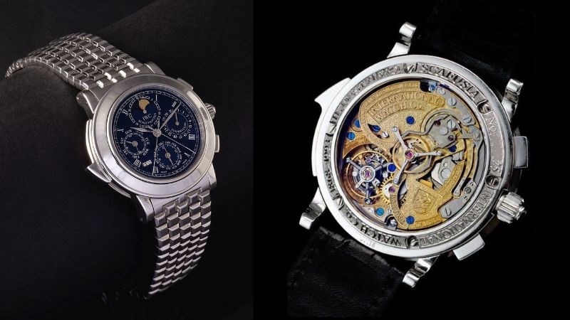 Vỏ v&agrave; d&acirc;y đeo đồng hồ đều l&agrave;m bằng bạch kim