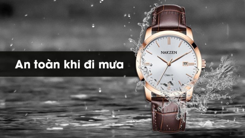 Đồng hồ c&oacute; d&acirc;y da m&agrave;u n&acirc;u ấn tượng