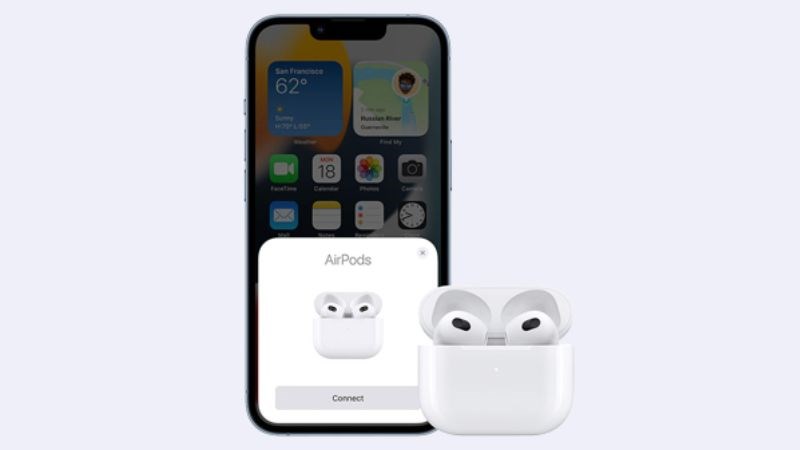 Tai nghe Bluetooth AirPods 3 Lightning Charge Apple MPNY3 kết nối nhanh ch&oacute;ng với điện thoại