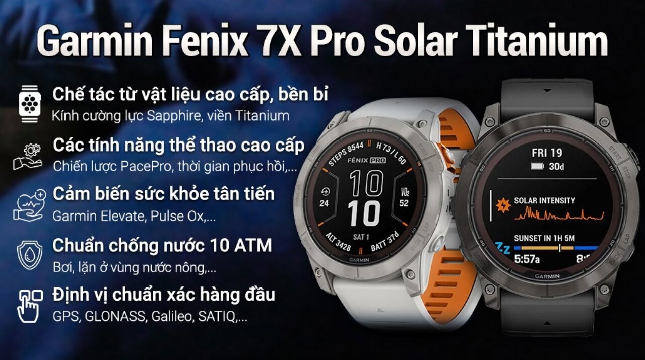 Đồng hồ thông minh Garmin Fenix 7X Pro Solar Titanium