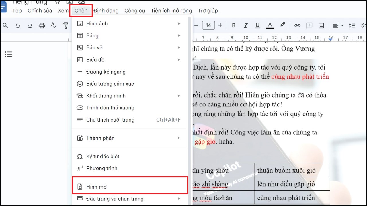 Cách chèn Watermark trong Google Docs