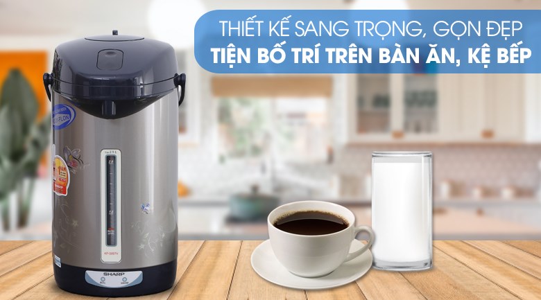 Bình thủy điện Sharp KP-30STV 2.9 lít với thiết kế bắt mắt và dung tích lớn đáp ứng tốt nhu cầu trong gia đình