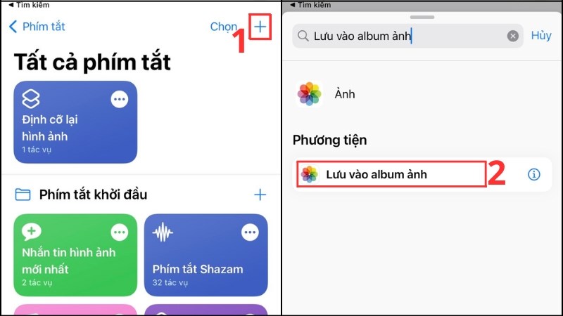 Nhấn dấu + bên dưới  Tìm lệnh Lưu vào Album ảnh