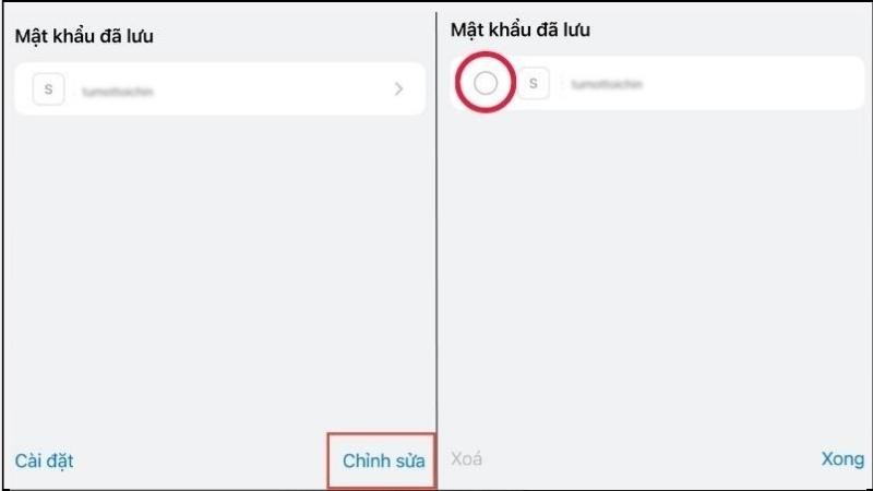 Ở dưới cùng bên phải, nhấn Chỉnh sửa  nhấn vào trang web mà bạn muốn xoá và chọn Xoá 