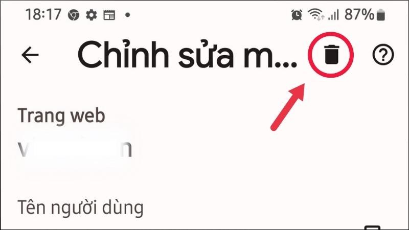 Nhấn vào biểu tượng thùng rác trên góc phải màn hình để xoá