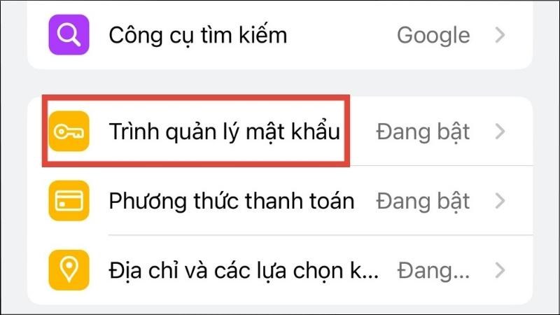 Nhấn vào biểu tượng Thêm  Trình quản lý mật khẩu