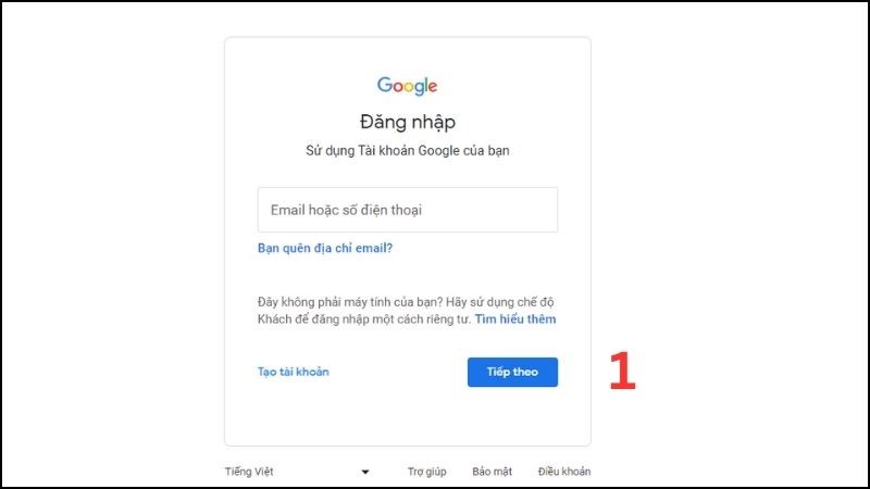 Vào trang đăng nhập của Gmail 