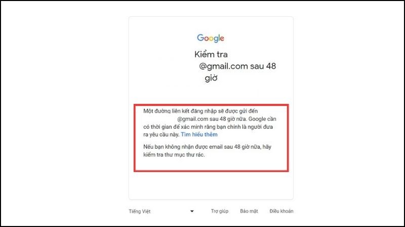 Một số lưu ý khi sử dụng Gmail khôi phục