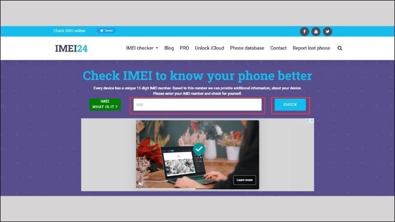 Truy cập IMEI24 và nhập số IMEI của thiết bị của bạn