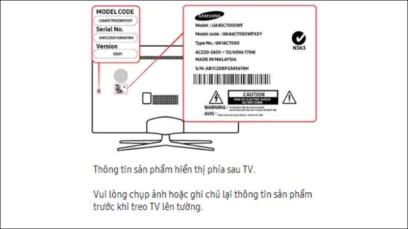 Cũng như IT, thông tin các  TV sẽ được thể hiện phía sau sản phẩm