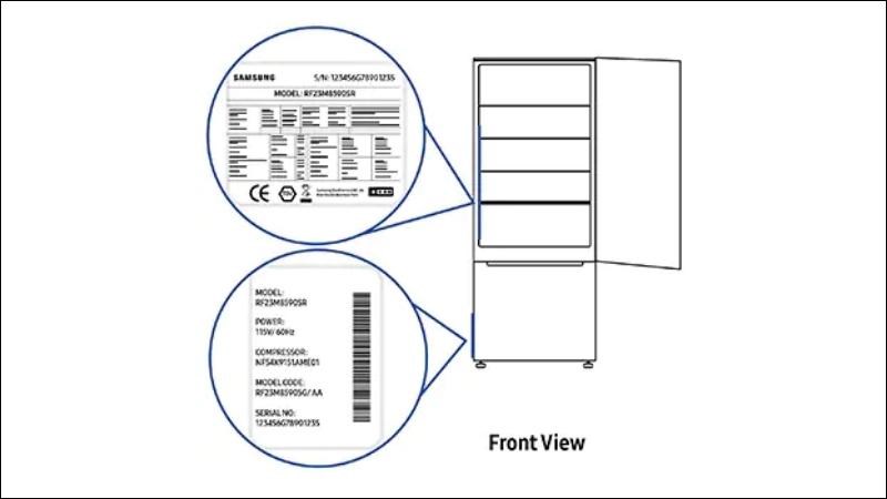 Tủ lạnh ngăn đông dưới, các thông tin được thể hiện ở cả tủ mát và tủ đông