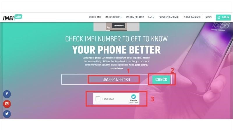 Truy cập trang web và nhập số IMEI