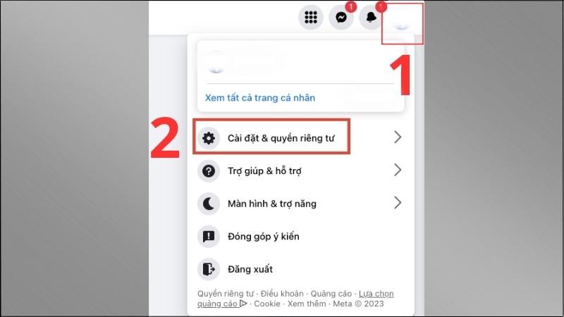 Chọn ảnh trang cá nhân ở góc phải trên màn hình  Chọn Cài đặt & quyền riêng tư