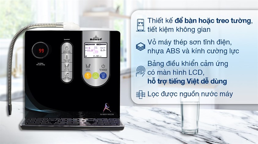 Máy lọc nước điện giải ion kiềm nóng nguội Robot IonSmart 510X là dòng máy để bàn