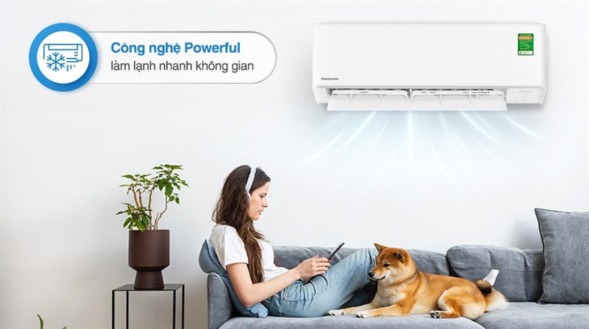 Điều hòa Panasonic Inverter 1 HP CU/CS-PU9AKH-8 có công nghệ Powerfull giúp làm lạnh nhanh chóng tức thì