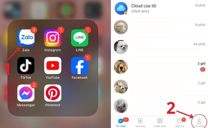 Chọn mục Cá nhân trong Zalo