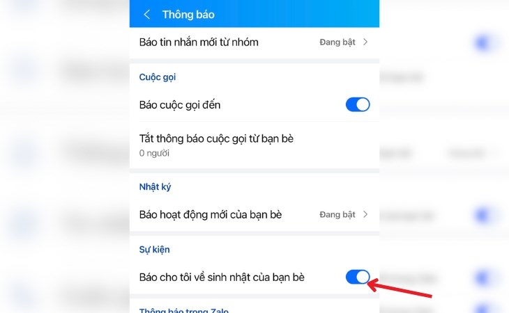 Nhấn vào nút gạt 