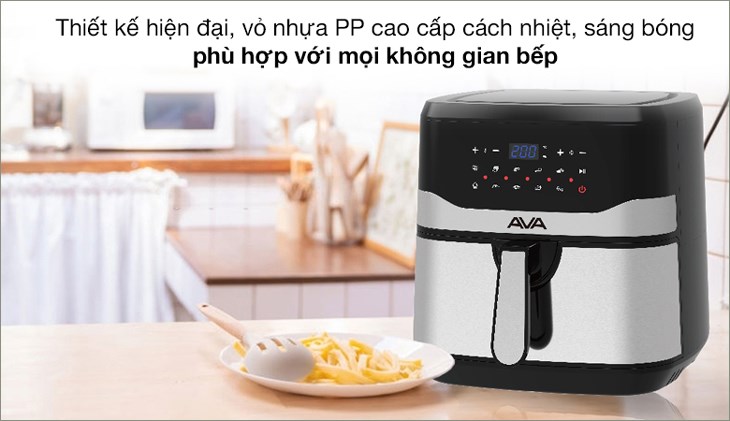 Nồi chiên không dầu AVA KDF-593D 7.5 lít có thiết kế hiện đại, phù hợp bố trí trong mọi không gian bếp