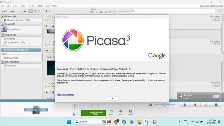 Phần mềm Picasa do Google phát triển