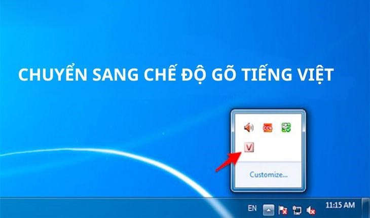 Bạn chuyển sang chế độ gõ bằng tiếng Việt để khắc phục lỗi 