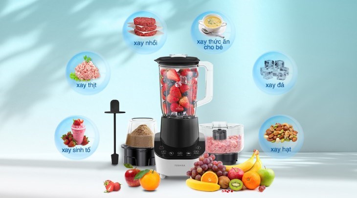 Máy xay sinh tố Toshiba BL-70PS1PV có cối lớn với dung tích 1.5 lít phù hợp sử dụng để xay sinh tố