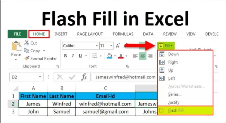 Bạn có thể sử dụng công cụ Flash Fill để chuyển đổi chữ thường thành chữ hoa
