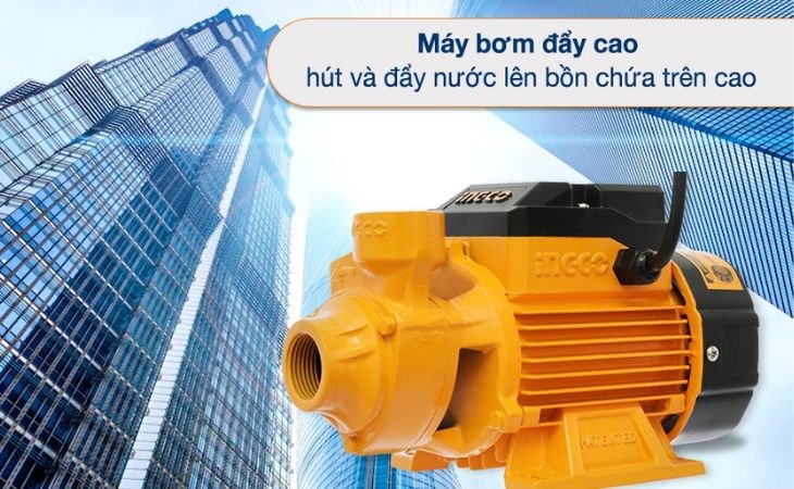 Máy bơm nước đẩy cao Ingco VPM3708 370W dùng hút nước và đẩy nước lên bồn chứa