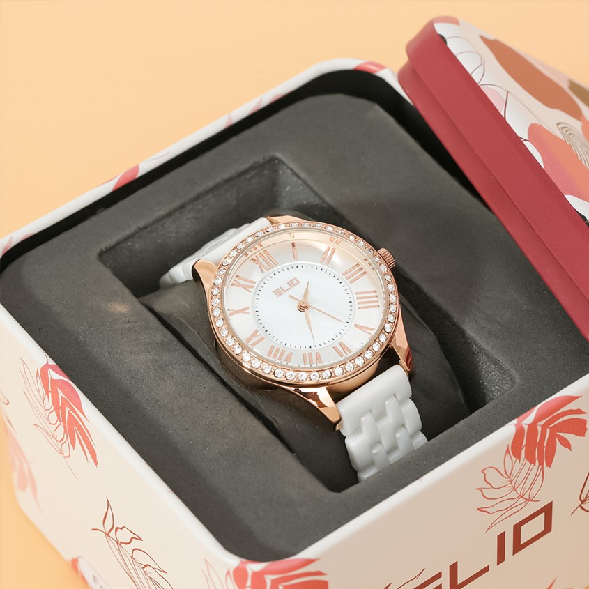 Đồng hồ Elio 33 mm Nữ ES144-01 chất liệu gốm sứ ceramic cứng cáp Đồng hồ Elio 33 mm Nữ ES144-01 chất liệu gốm sứ ceramic cứng cáp