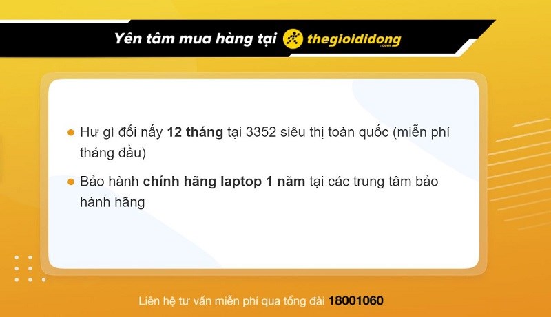 Chính sách bảo hành ngành hàng laptop tại Thế Giới Di Động