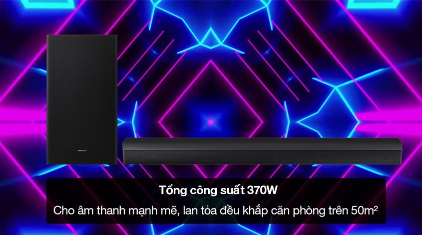 Loa thanh Samsung HW-B650D/XV 370W có công suất lớn, cho âm thanh mạnh mẽ