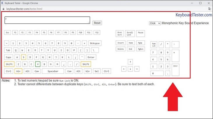 Trang web KeyboardTester