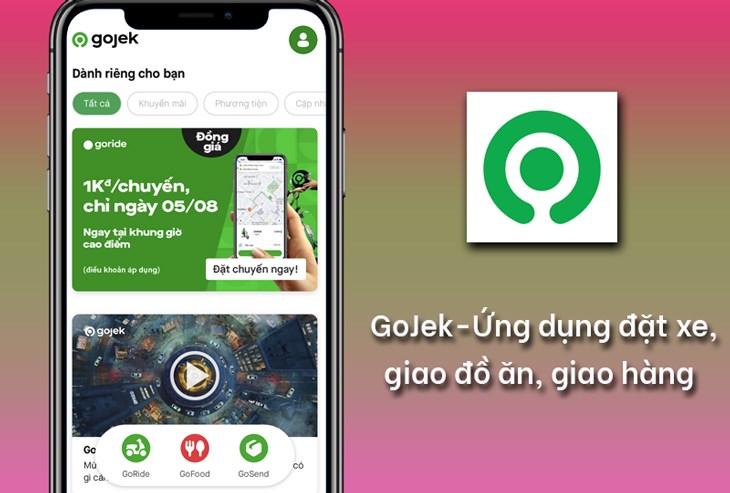 Các dịch vụ Gojek cung cấp cho người dùng như GoRide, GoCar, GoFood và GoSend