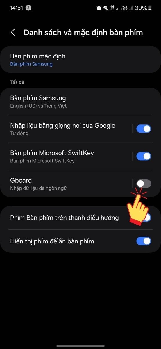 Bật Gboard l&ecirc;n