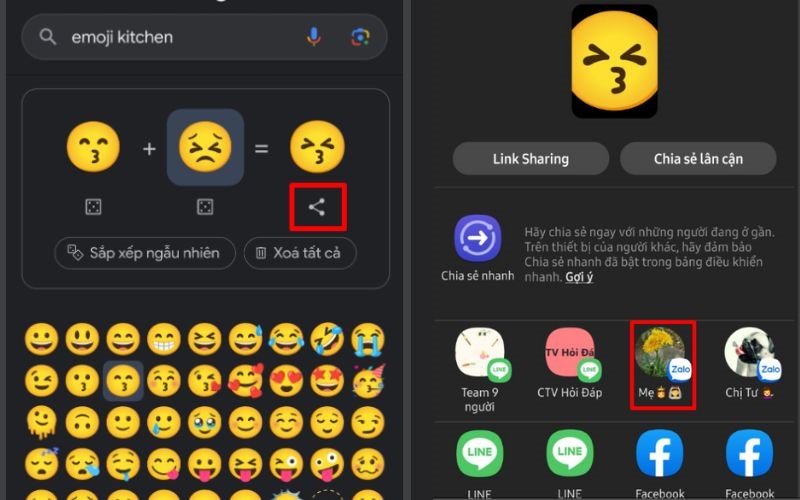 Nhấn v&agrave;o n&uacute;t chia sẻ v&agrave; chọn người nhận