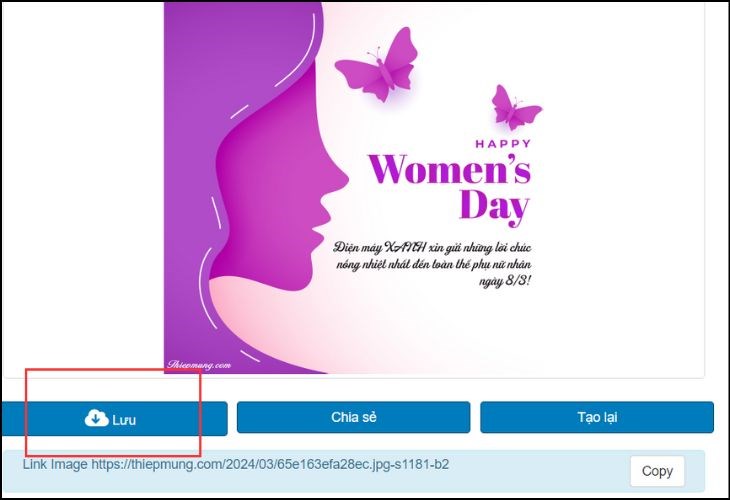 Nhấn lưu để tải thiệp của bạn 