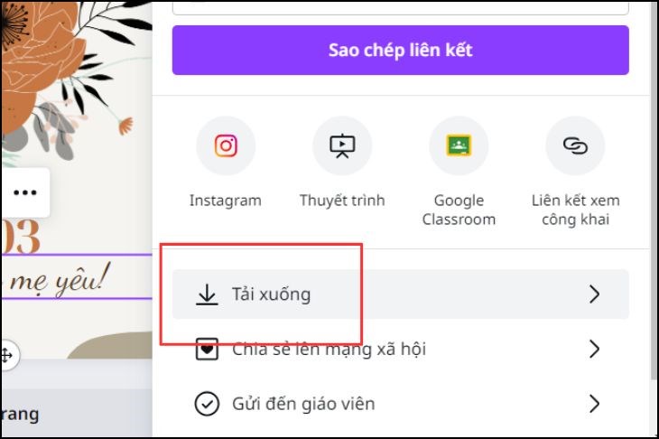 Chọn tải ảnh xuống và chia sẻ tới mọi người