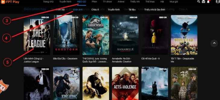 bước 3,4,5 mua gói kênh  HBO GO