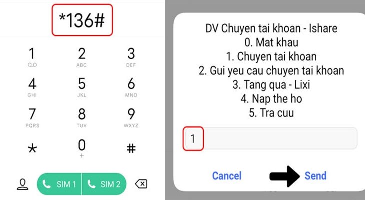 Bấm gọi: *136#, sau đó bấm OK