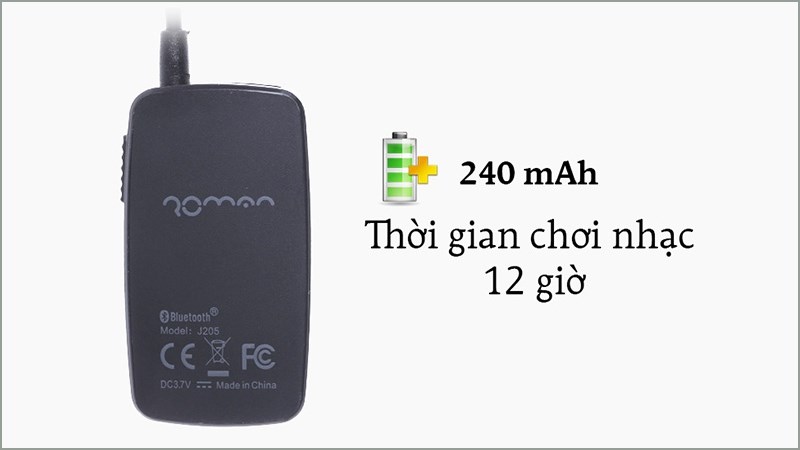 Bộ thu ph&aacute;t Bluetooth của Roman c&oacute; thể cho ph&eacute;p bạn chơi nhạc trong khoảng thời gian l&ecirc;n đến 12 giờ