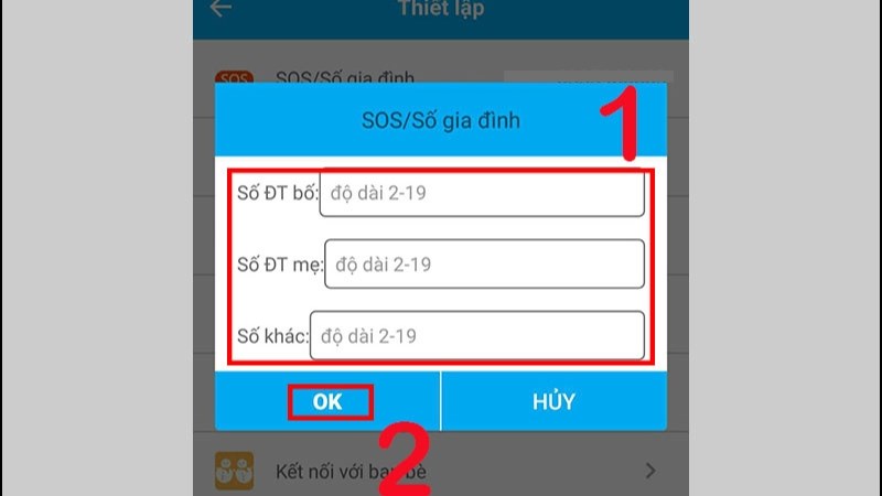 Nhập 3 số điện thoại người th&acirc;n