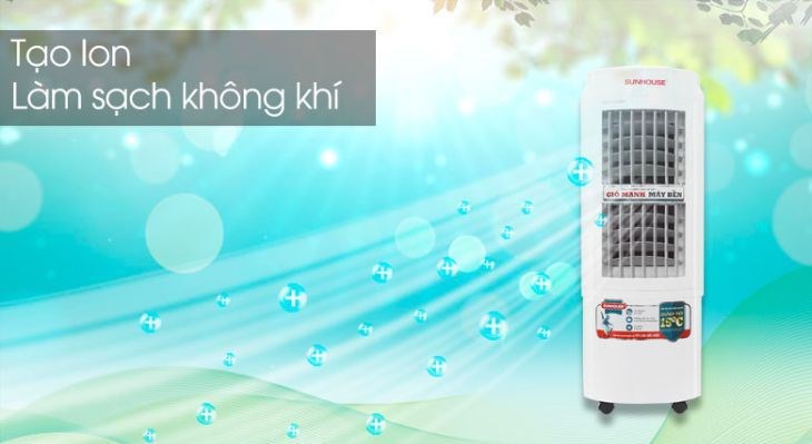 Quạt điều hòa Sunhouse SHD7723 sở hữu tính năng tạo ion giúp thanh lọc không khí, mang đến không gian thanh mát cho gia đình