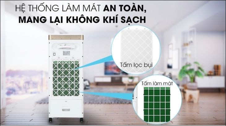 Quạt điều hòa Delites FLS sở hữu hệ thống làm mát an toàn, mang lại luồng không khí mát mẻ trong lành cho gia đình