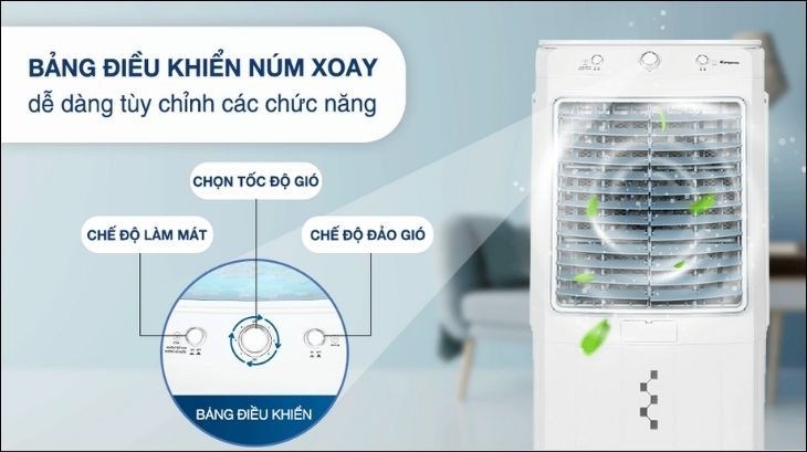 Bạn có thể tuỳ chỉnh các chế độ gió của quạt điều hòa Kangaroo KG50F88 dễ dàng bằng núm xoay