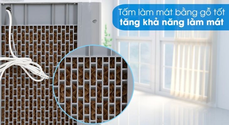 Quạt điều hòa Hommy RPD-80 được hãng trang bị tấm làm mát bằng gỗ bền bỉ, cho khả năng làm mát hiệu quả