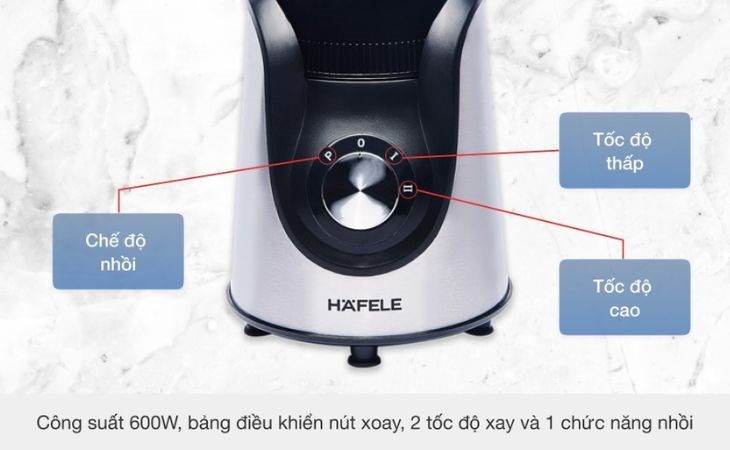 Máy xay sinh tố đa năng Hafele HSB-0621FS (535.43.277) có 2 tốc độ xay và 1 chức năng nhồi