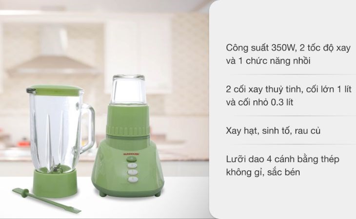 Máy xay sinh tố đa năng Sunhouse SHD 5112 Xanh sở hữu màu sắc thời trang