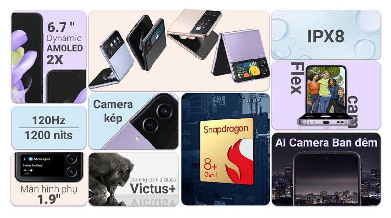 Z Flip4 c&oacute; th&ecirc;m m&agrave;n h&igrave;nh nhỏ gi&uacute;p bạn thấy demo h&igrave;nh ảnh chụp ở camera sau