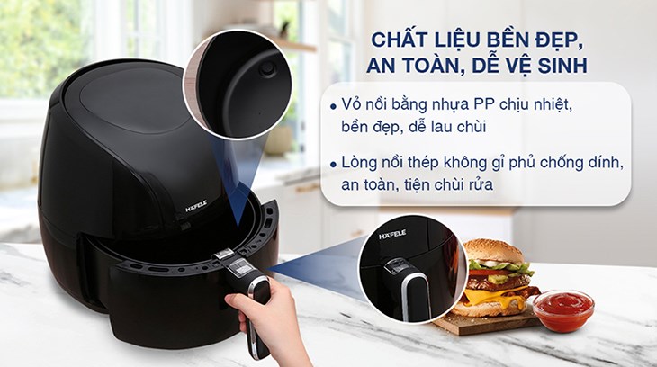 Nồi chiên không dầu Hafele HS-AF601B 6.4 lít với lòng nồi được làm từ thép không gỉ bền bỉ